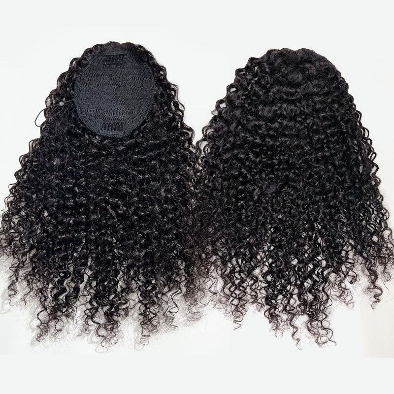 Kinky Curly Ponytail with Invisifit Strap with Clip In 100% Brazilian Virgin Human Hair