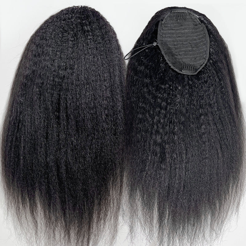 Kinky Straight Ponytail with Invisifit Strap with Clip In 100% Brazilian Virgin Human Hair