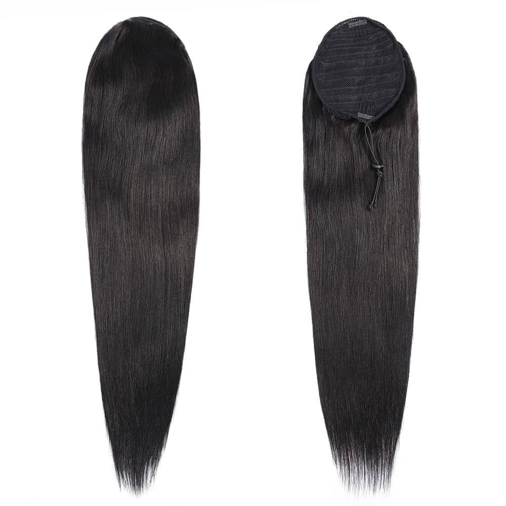 Yaki Straight Ponytail with Invisifit Strap with Clip In 100% Brazilian Virgin Human Hair