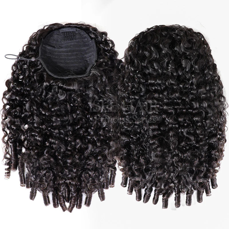 Burmese Curly Ponytail with Invisifit Strap with Clip In 100% Brazilian Virgin Human Hair