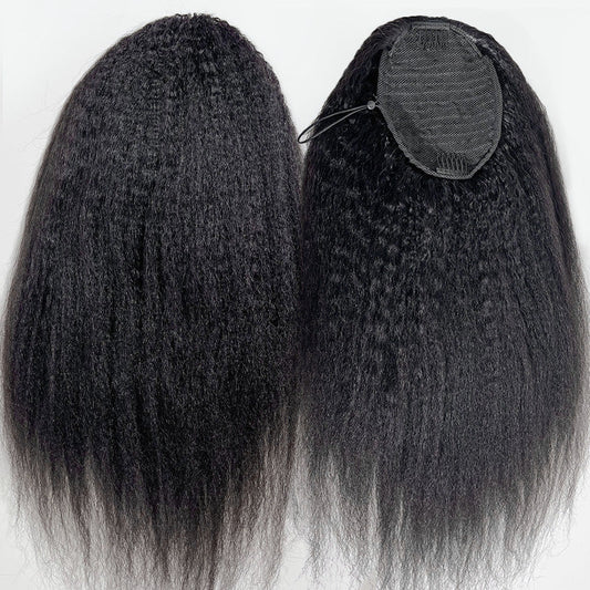 Kinky Straight Ponytail with Invisifit Strap with Clip In 100% Brazilian Virgin Human Hair