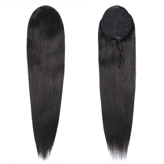 Yaki Straight Ponytail with Invisifit Strap with Clip In 100% Brazilian Virgin Human Hair